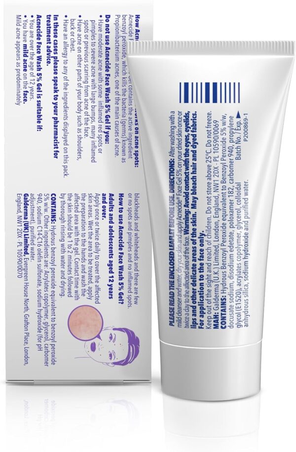 Acnecide Face Wash Gel 5% Benzoyl Peroxide Acne Treatment for Spot-Prone Skin 50g