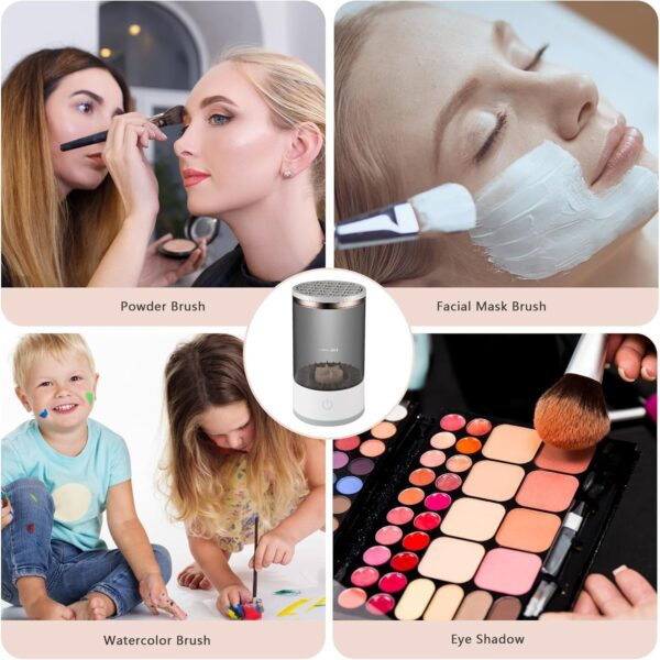 Electric Makeup Brush Cleaner Machine,USB Automatic Makeup Brush Cleaner,Quick Wash in Seconds Cosmetic Brushes Cleaning Tools,Hand Free Make up Brush Cleaner Set for Cleaning and Drying