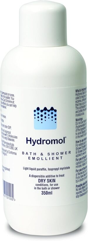 Hydromol Bath and Shower Emollient, for the Management of Eczema, Dermatitis, Psoriasis and Other Dry Skin Conditions, Itch relief, suitable for sensitive skin, suitable for all ages, 350 ml