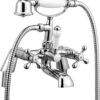 Wasserrhythm Bath Mixer Taps with Shower Attachment Victorian Traditional Telephone Bathroom Bathtub Filler Tap Deck Mounted Cross Dual Handle Handhled Shower