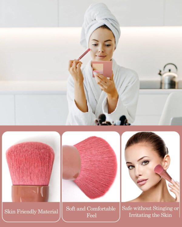 PGRODE Travel Size Makeup Brushes Mini Set with Hard Case and Built-in Mirror, 5Pcs Small Cosmetic Brushes, On the Go Brush Travel Essentials kits for Women, Girls Gift (Red)