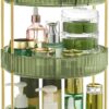 SONGMICS Makeup Organiser Rotating, 3-Tier Round Skincare Organiser, Customisable, Toiletries Cosmetics Organiser, Gift, Pale Green JKA011C01