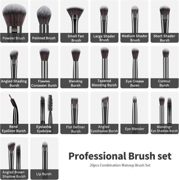 MAANGE Makeup Brushes 30 Pcs Professional Makeup Brush Set for Foundation Blending Powder Blush Concealers Eyeshadow, 5 Products Included, Black,