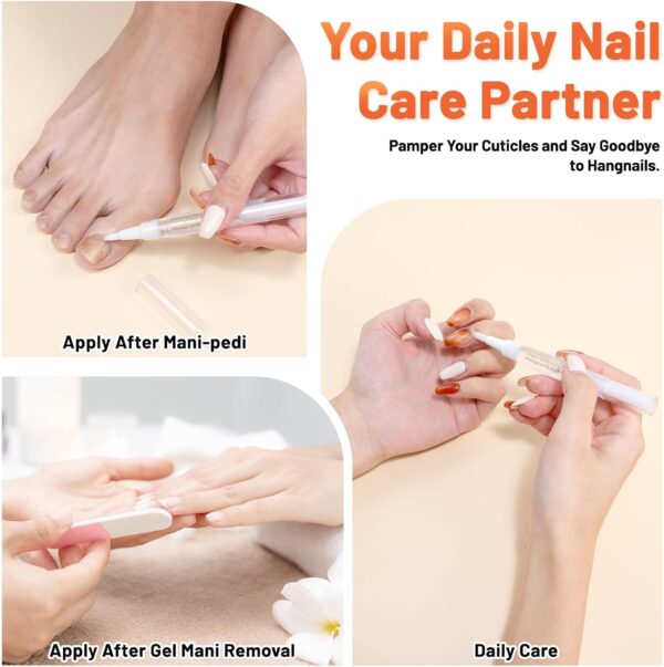 2PCS Cuticle Oil Pens for Nail Care,Cuticle Revitalizer Oil Pen with Soft Brush,Cuticle Oil to Prevent Nail Cracking and Dry (Aloe & Jasmine Flavor)