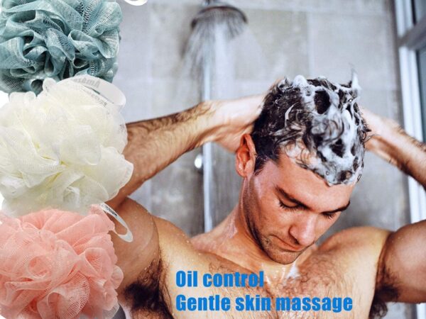 Amazerbst loofah,Shower Puff for Women and Men, Soft Body Scrubber Bath Sponge Set of 3