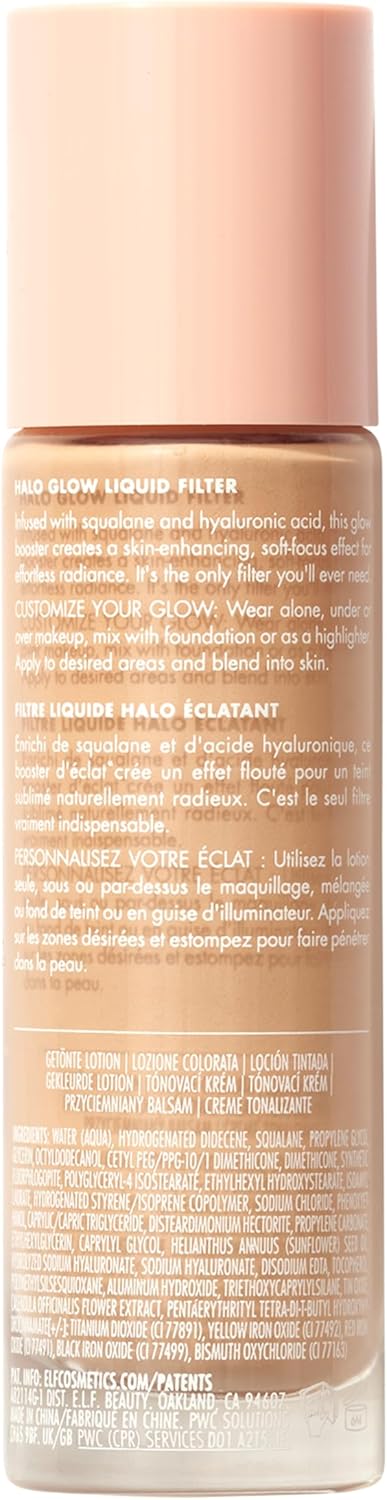 e.l.f. Halo Glow Liquid Filter, Complexion Booster For A Glowing, Soft-Focus Look, Infused With Hyaluronic Acid, Vegan & Cruelty-Free, 2 Fair- Light