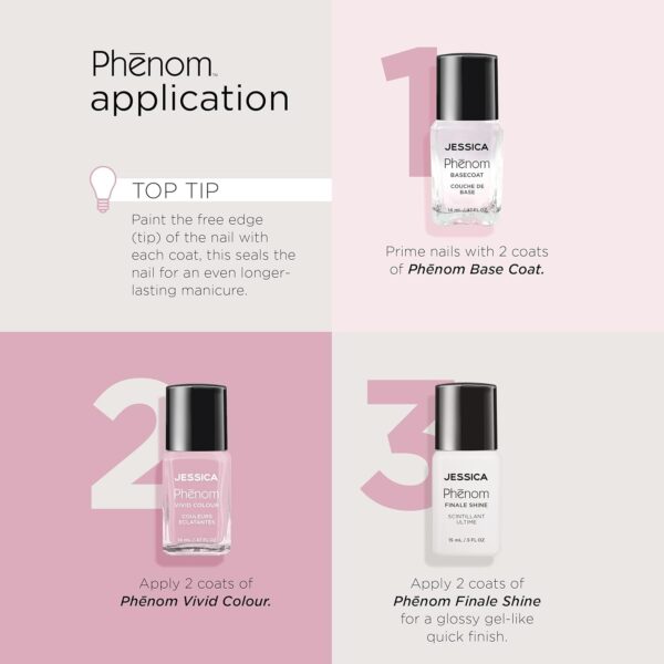 JESSICA Phēnom 3-Piece Nail Polish Gift Set | Long Lasting Nail Polish & Gel Effect Nail Varnish | Chip-Resistant & No UV Lamp Needed | Quick Dry Nail Polish Set & Top Coat | Daydream Trio | 3 x 14ml