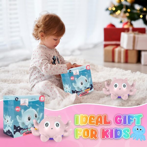 Jiosdo Baby Bath Toys, Octopus Spray Water Light Up Bath Toys, Automatic Induction Water Toys, Bath time shower Bathtub toys Gifts for Toddlers Girls Boys（Pink）
