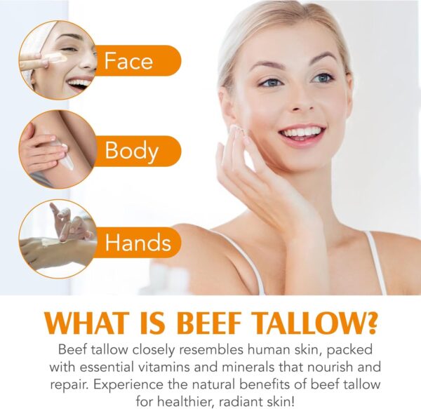 Beef Tallow for Skin,Meifenla Tallow and Honey Cream Natural Tallow Face Moisturizer, Organic Hydrating Beef Tallow Balm Deeply Moisturizing for Face & Body Skin Care
