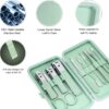 Manicure Set 10pcs Professional Nail Clippers Kit Pedicure Care Tools-Stainless Steel Grooming Tools for Travel (Green)