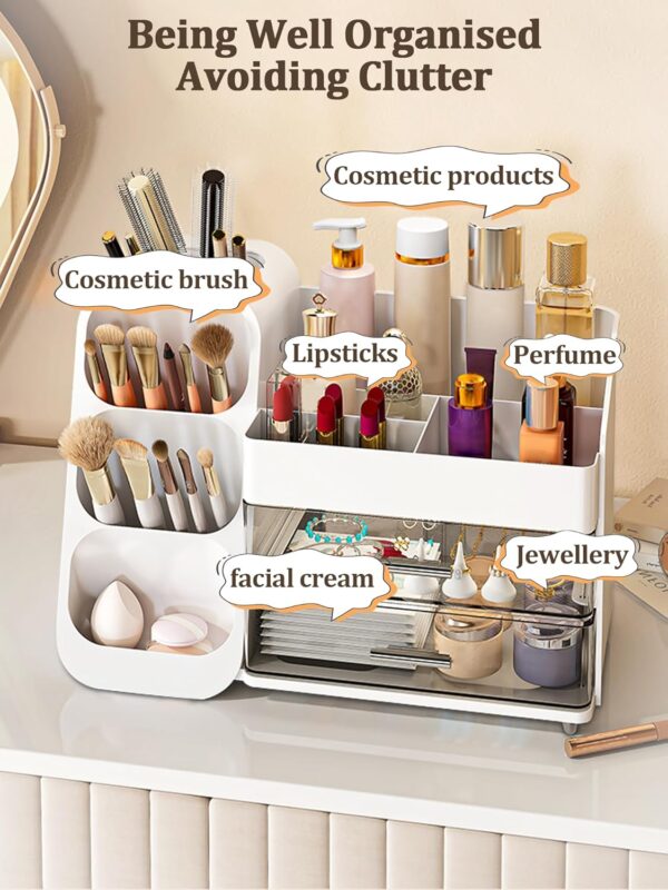 InlyXairce Make up Organiser,Skincare Cosmetic Storage Box Large Capacity,Dressing Organizer with 2 Drawers for Makeup Brush Beauty Perfume for Bedroom Bathroom Countertop Organizers