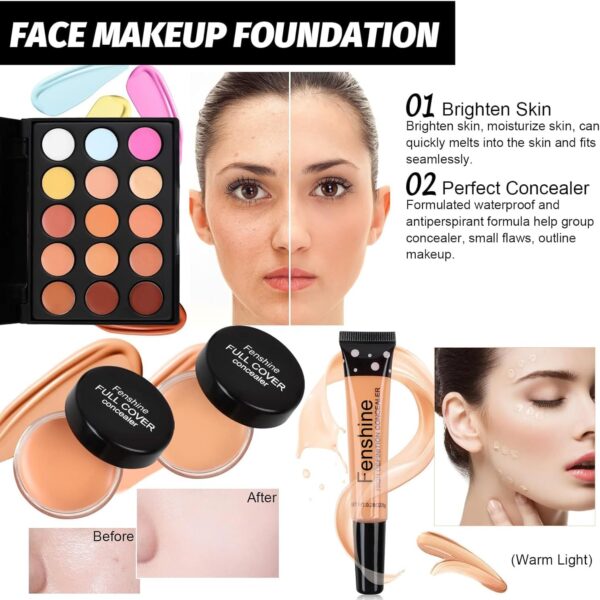 Professional All in one Makeup Set, Fenshine Cosmetic Make Up Starter Kit With Storage Bag Portable Travel Make Up Palette Eyeshadow Foundation Lip Gloss for Teenage & Adults (30PCS)