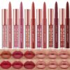 6 Matte Lipstick with 6 Lipliners Durable Lip Gloss,Long-Lasting&Waterproof Non-Stick Cup High Pigmented Velvet Lipgloss Kit,Beauty Cosmetics Gift for Girls(12PCS)