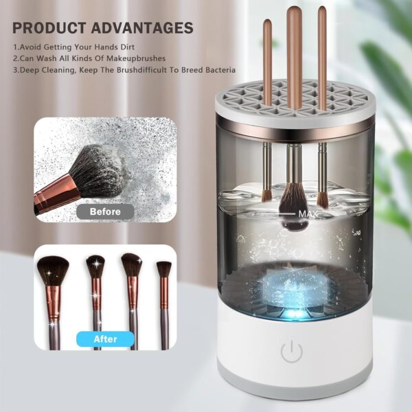 Electric Makeup Brush Cleaner Machine,USB Automatic Makeup Brush Cleaner,Quick Wash in Seconds Cosmetic Brushes Cleaning Tools,Hand Free Make up Brush Cleaner Set for Cleaning and Drying