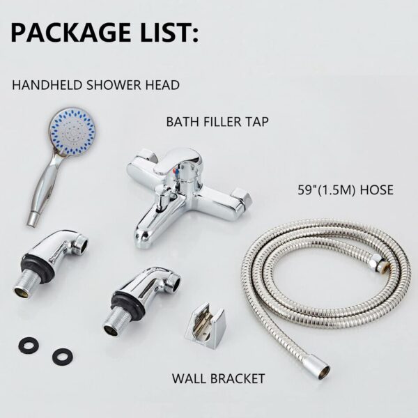 71SiJNj5SZL._AC_SL1500_.jpg Shower Mixer Taps for Bathroom Bath Luxury Bathroom Chrome Solid Brass Sink Bath Filler Tap Shower Mixer Taps with Hand Held Shower Handset and Hose Attachment