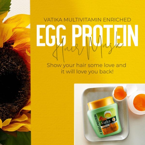 Vatika Naturals Egg Protein Multivitamin Hair Mask - 500 g, Conditions, Repairs, & Strengthens, With Goodness Of Natural Egg, Promote Deep Conditioning, Natural & Brighter Look