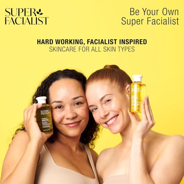 Super Facialist - Vitamin C + Brighten Skin Renew Cleansing Oil, Face Cleanser for Dissolving Makeup & Remove Daily Impurities, Contains Olive Oil, Vegan Friendly, 200ml (Cleansing Oil)