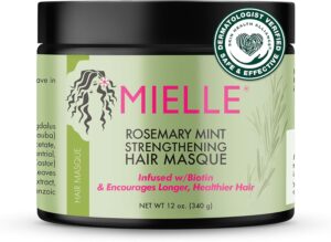 Mielle Rosemary Mint Strengthening Hair Masque, Essential Oil & Biotin Deep Treatment, Miracle Repair for Dry, Damaged, & Frizzy Hair, 340 ml (Pack of 1)