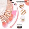 DUAIU Marble Makeup Brushes Set Premium Synthetic Kabuki Powder Blush Contour Foundation Concealer Eyeshadow Brushes with Makeup Sponge - Pink Marble Set)