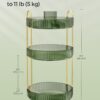 SONGMICS Makeup Organiser Rotating, 3-Tier Round Skincare Organiser, Customisable, Toiletries Cosmetics Organiser, Gift, Pale Green JKA011C01