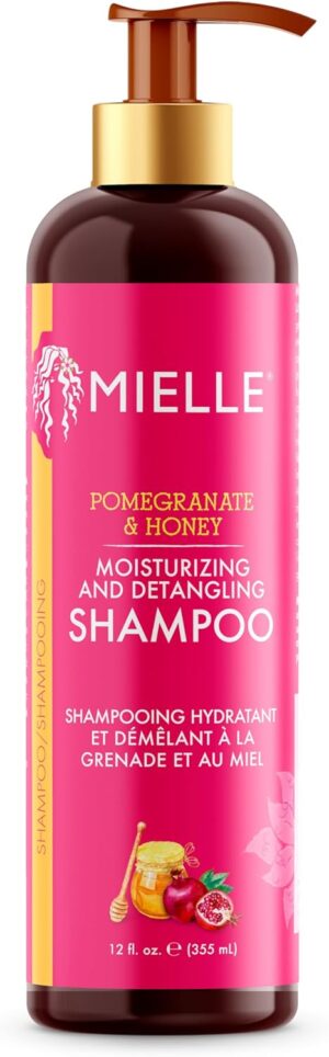 Mielle Pomegranate & Honey Moisturising and Detangling Shampoo, Hydrating Curl Cleanser For Dry, Damaged Type 4 Hair, Repair, Restore, and Prevent Frizz, 355 ml (Pack of 1)