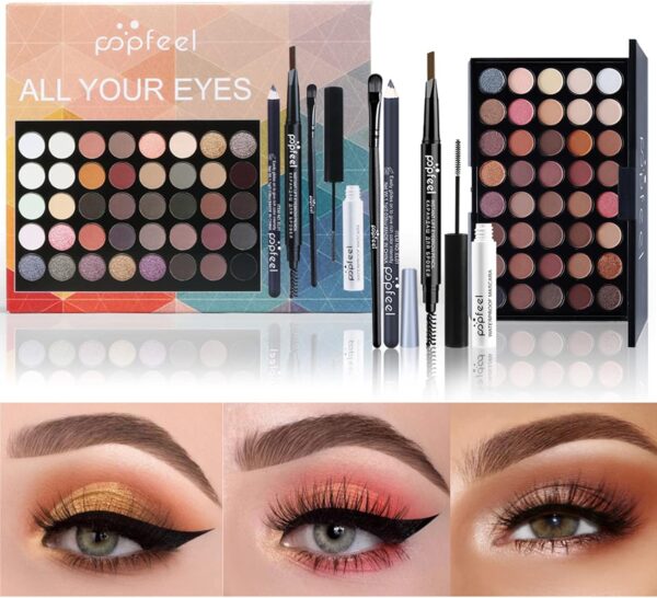 Joyeee All in One Makeup Kit For Teenager Girls, Full Starter Makeup Kit for Women Beginners Includes Eyeshadow Palette, Eye Brush, Mascara, Eyebrow Pencil, Eyeliner Pencil SET001