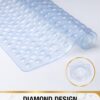 HITSLAM Shower Mat Non Slip Anti Mould, Bath Mat Anti Slip With Suction Cups and Drain Holes, Square Shower Mat for Inside Shower 53 x 53cm, Machine Washable Bath Mat for Tub, Clear