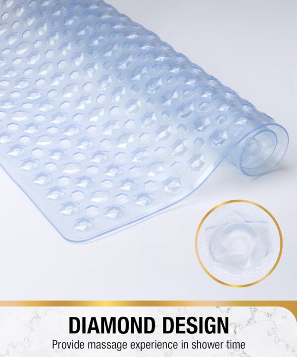 HITSLAM Shower Mat Non Slip Anti Mould, Bath Mat Anti Slip With Suction Cups and Drain Holes, Square Shower Mat for Inside Shower 53 x 53cm, Machine Washable Bath Mat for Tub, Clear