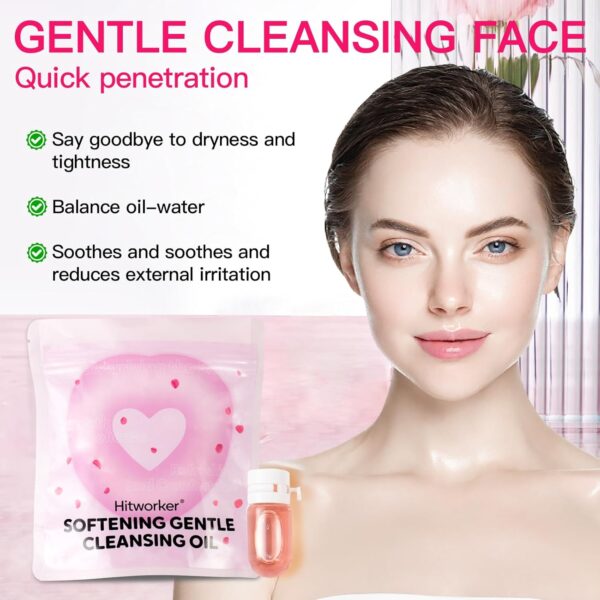 Natural Cleansing Oil – Waterproof Makeup Remover Oil, Nourishing and Gentle for Sensitive Skin and All Skin Types, Travel-Friendly, 2ml x 40 Capsules