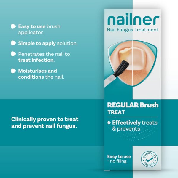 Nailner Fungal Nail Brush 5 ml - Treat & Prevent Fungal Nail Infection - Anti Fungal Nail Treatment for Toenails - Clinically proven - 300 Applications - Clear