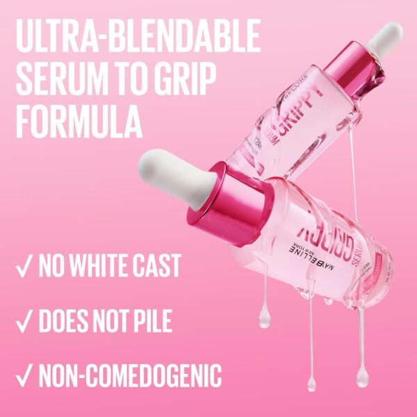 Maybelline New York Grippy Serum Makeup Primer, Glides On Like A Serum, Up To 24H Wear, Instantly Plumps & Hydrates Skin, +2% Niacinamide, Water-Based Formula, Suitable For All Skin Types (30ml)