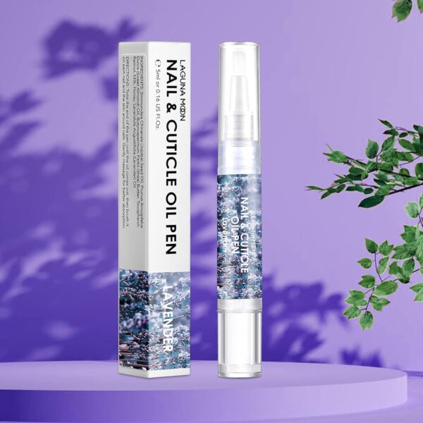 Lagunamoon Cuticle Oil Pen - 5ml Nail Oil with Natural Ingredients to Moisturize and Nourish Dry Cuticles, Prevent Cracking and Hangnails - Lavender