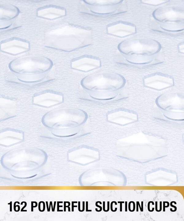 HITSLAM Shower Mat Non Slip Anti Mould, Bath Mat Anti Slip With Suction Cups and Drain Holes, Square Shower Mat for Inside Shower 53 x 53cm, Machine Washable Bath Mat for Tub, Clear