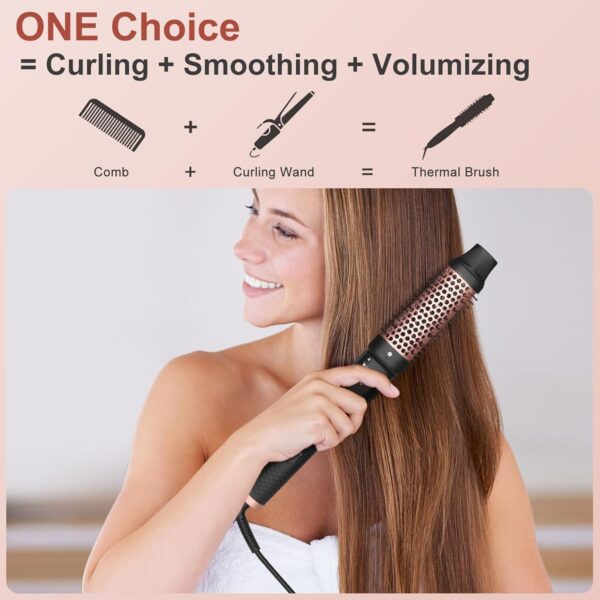 5 in 1 Curling Iron Brush Set with Thermal Brush and 4 Interchangeable Ceramic Curling Wand(0.5”-1.25”), Fast Heating, Dual Voltage, Include Glove