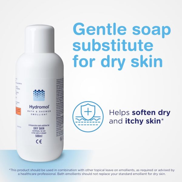 Hydromol Bath and Shower Emollient, for the Management of Eczema, Dermatitis, Psoriasis and Other Dry Skin Conditions, Itch relief, suitable for sensitive skin, suitable for all ages, 350 ml