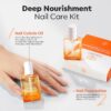 Modelones Nail Strengthener and Cuticle Oil Nail Care 8 in one Ridge Filling Nail Repair Kit Nail Growth Treatment for Thin& Damaged Nails, Moisturizes Dry Skin, Repairs Cuticles Nail Growth Oil 15ml