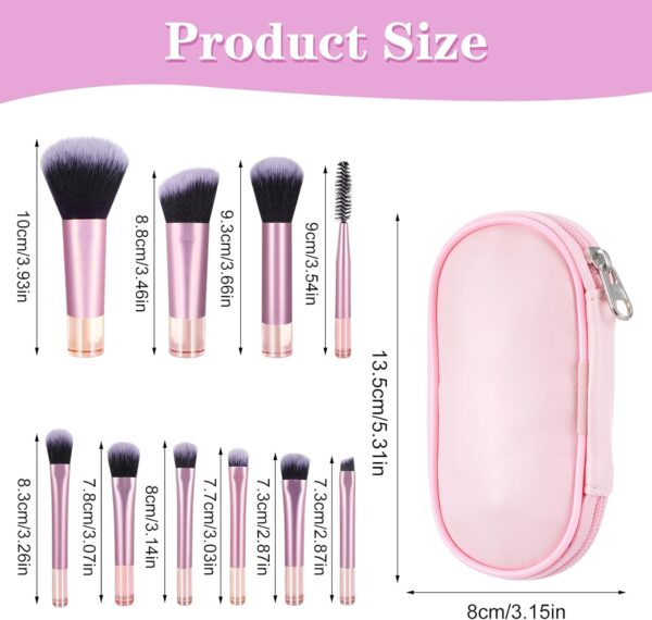 10 Pcs Travel Makeup Brush Set Pink Mini Makeup Brushes Travel Size With Pack Portable Small Eyeshadow Eye Lipstick Foundation Brush Shadow Contour Blush Concealer