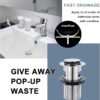 Hapilife Basin and Bath Mixer Tap with Shower Attachment Set Slotted Pop up Waste Waterfall Bathroom Sink Tap Cloakroom Bathtub Tub Filler Tap Mixers Monobloc Chrome Brass Bathroom Taps Set