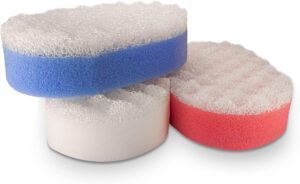Bath Massage Sponge for Adults - Exfoliating Body Shower Scrubber - Doubled Sided exfloating Massage Sponge- Family Pack of 3