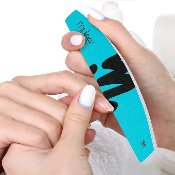 Mylee Dual Grit Foam Nail Files 100/180 Grit - Pack of 2 - Professional Salon-Quality Manicure at Home, File & Contour, Suitable for Acrylic, Natural Nails and Gel Polish Removal, Prep, Shape & Repair