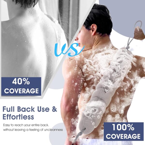 71VEon6Ks3L._AC_SL1500_.jpg Sibba 1 PC Back Scrubber Shower Body Wash Sponge Loofah Bath Large Long Extended Puffs Stick Exfoliating Washing Removable Head Exfoliate Set Pack Mitts Soft Mesh Stretch Braided Strips Brush