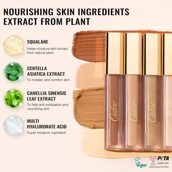 Oulac Concealer Full Coverage, Concealer for Under Eyes, Long Lasting Concealer, Multipurpose Make up Concealer, Moisturising & Hydrating Formula, Shade: W6 Honey 3.8 ml