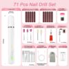 CIICII 71Pcs Cordless Nail Drill Kit with LED Light & Portable Bag, 20000RPM Electric Nail Drill Machine (3-Speed Rechargeable Wireless Electric Nail File) for Acrylic Gel Nails DIY Manicure Pedicure