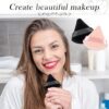 Patelai 2 Pcs Powder Puff Makeup Puff Triangle Soft Powder Sponge Reusable Triangle Sponges with Strap for Cosmetic Foundation Wet Dry Makeup(Black, Nude)
