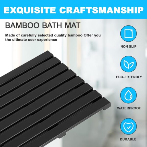 MantraRaj Bamboo Duckboard Bath Mat Anti Slip Mat Spa, Bath, Shower Bathroom Decor Easy to Clean Water Resistant Shower Mat Slatted Duckboard Design Multipurpose Bath Mat (Black)