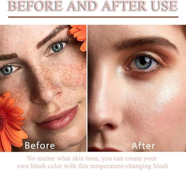 Colour Changing Blush 30mL,Temperature Changing Cream Pink Blusher for Mature Skin, Flawless Color Changing Blush All Day, Waterproof Long Lasting Smudge Proof Blushes For Cheeks Women Make