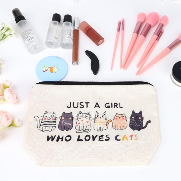 GOZINA Birthday Gifts for Girls, Cute Stuff Cat Gifts for Women Teens Daughter Sister Bestie, Cosmetic Pencil Bags for Teen Girls Cat Lovers, Small Travel Makeup Bag Universal Zipper Pouch (Cat Lover)