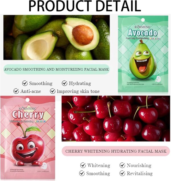 7 PCS Kids Face Masks, Skin Care for Teenage Girls - Hydrating Sheet Mask to Moisturizing and Smoothing, Fruit Face Masks Beauty Gift Set for Women & Girls Skin Hydrate, Brighten, Moisturize, Soothe