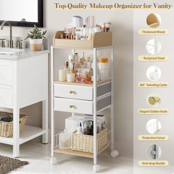 Makeup Organiser, Make Up Organiser and Storage with Drawers Floor Skincare Organiser Vanity Desk Cosmetics Organiser Display Perfume Organiser for Skin Care Nail Polish Perfume Makeup Brush Hair Tool