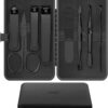 OFIDUS Precision 8 Pieces Men’s Nail Grooming Travel Kit, Stainless Steel Manicure Set with Fingernail & Toenail Clippers, Nail File, Slant Tip Tweezers, Cuticle Scissors